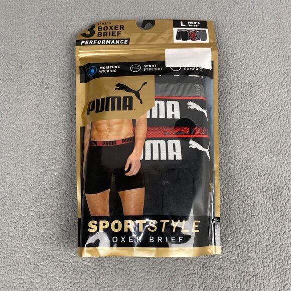 PUMA Men's 3 Pack Performance underwear Boxer Briefs Size Large Multicolor New - Picture 1 of 11